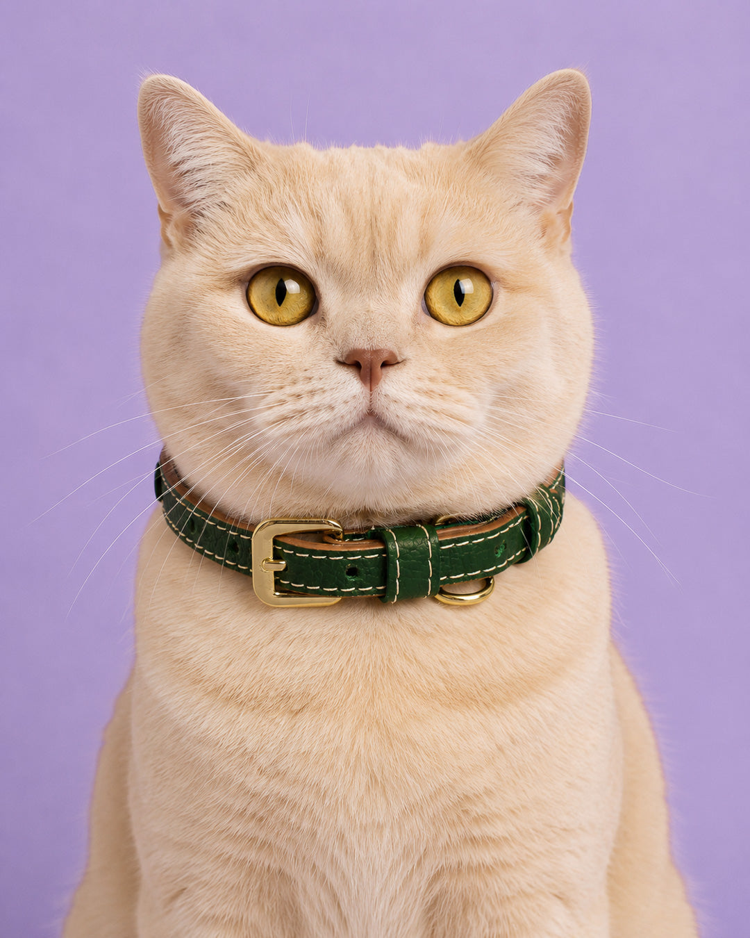 Vegan Leather Cat Collar - Jungle Green