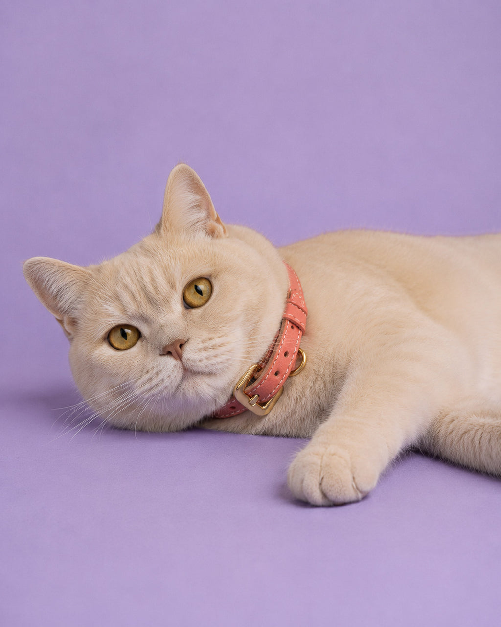 Vegan Leather Cat Collar - Salmon Pink