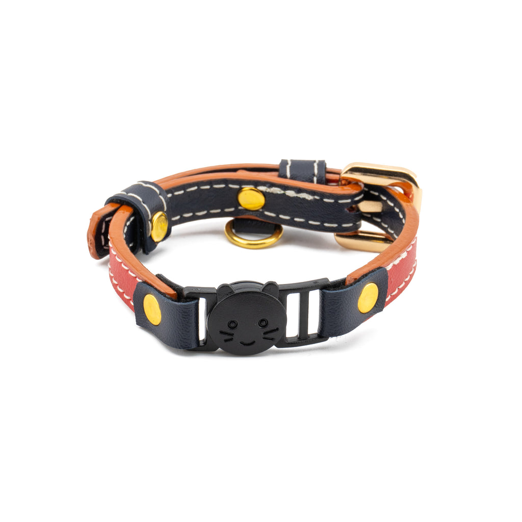 Vegan Leather Cat Collar - Sailor Red