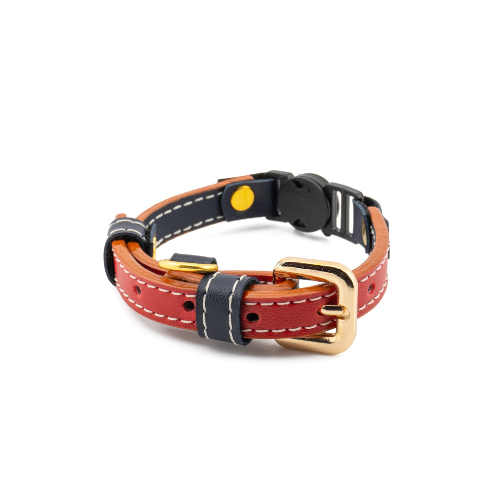 Vegan Leather Cat Collar - Sailor Red