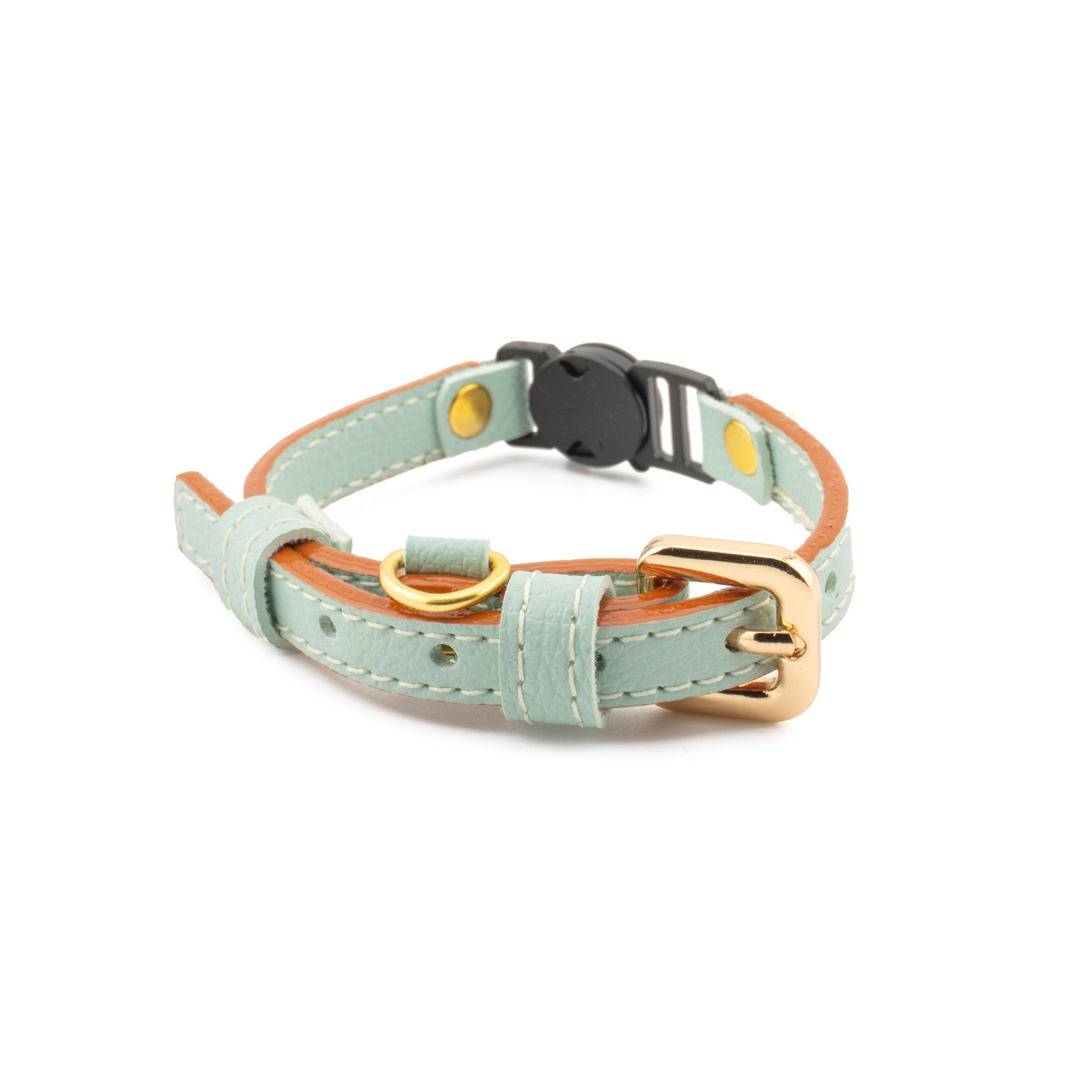 Vegan Leather Cat Collar - Mint Green