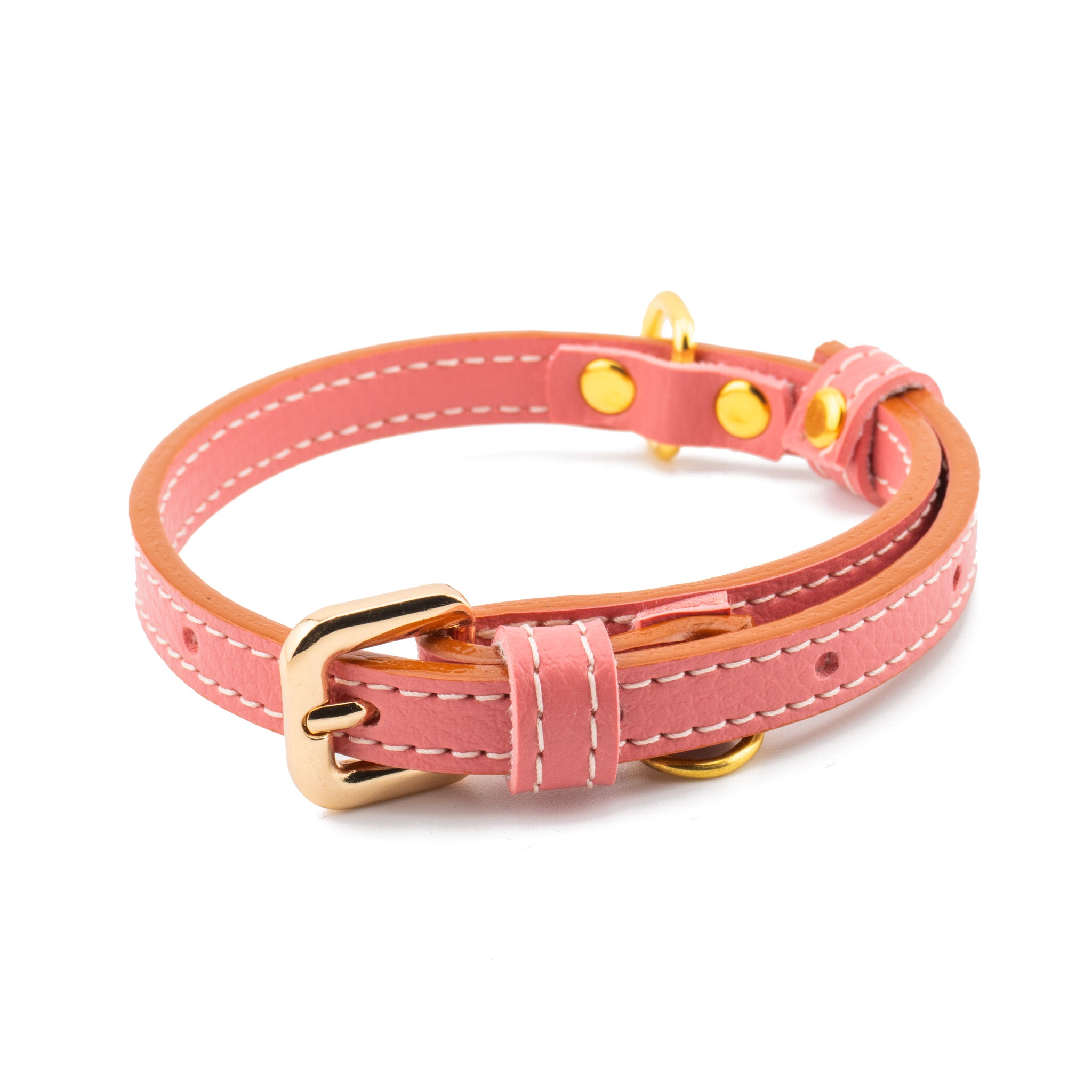 Vegan Leather Dog Collar - Salmon Pink
