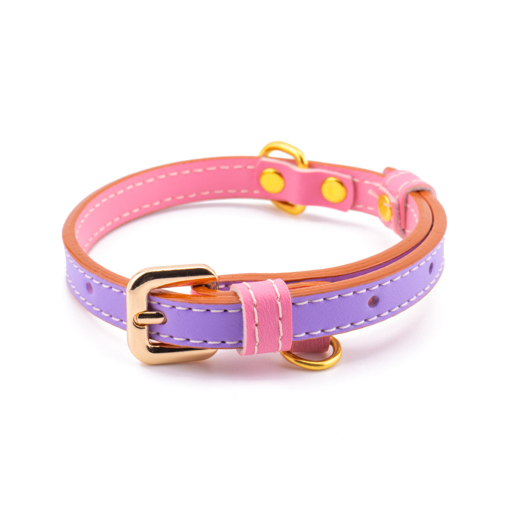 Vegan Leather Dog Collar - Lilac