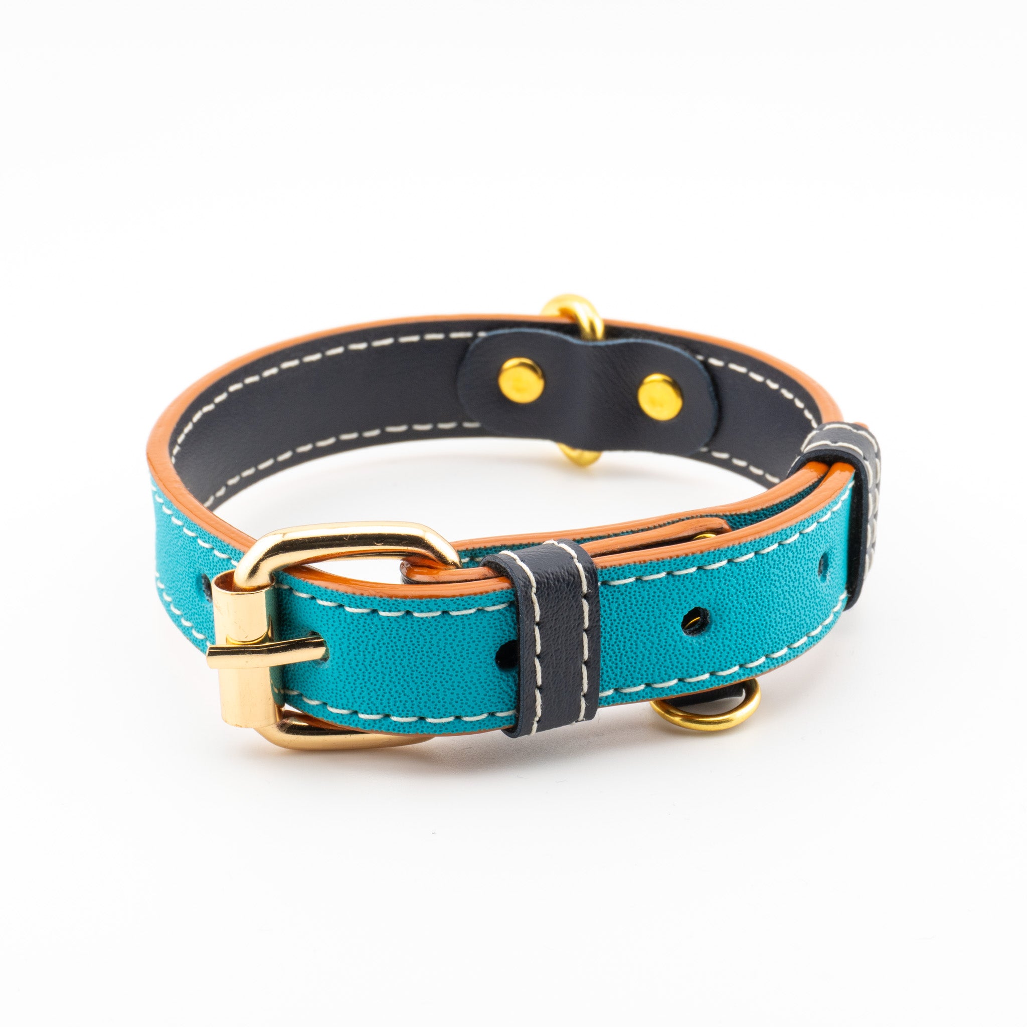 Vegan Leather Dog Collar - Turquoise