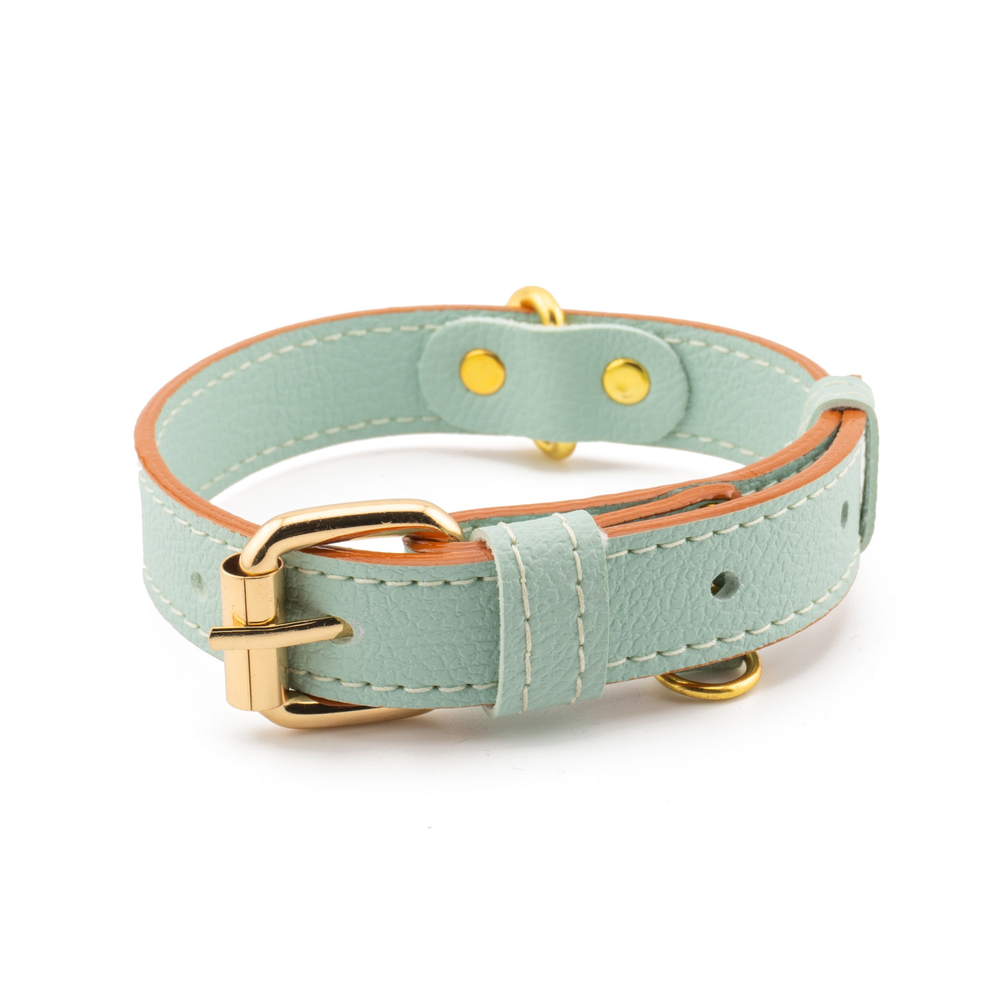 Vegan Leather Dog Collar - Mint Green