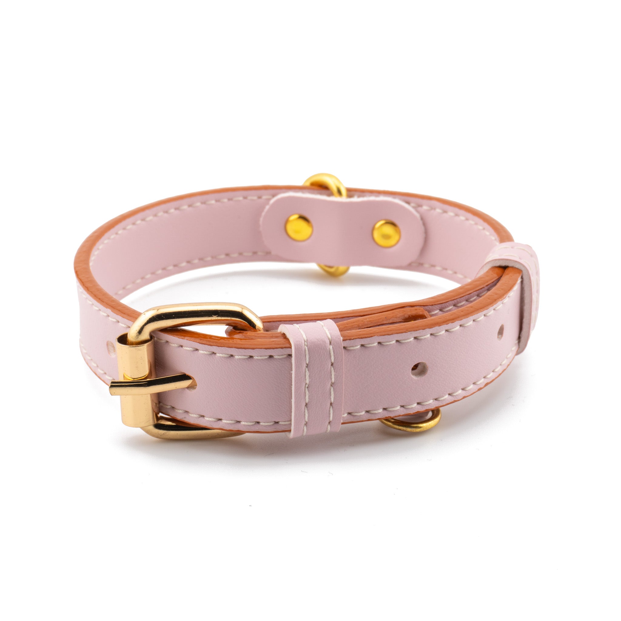 Vegan Leather Dog Collar - Flamingo Pink