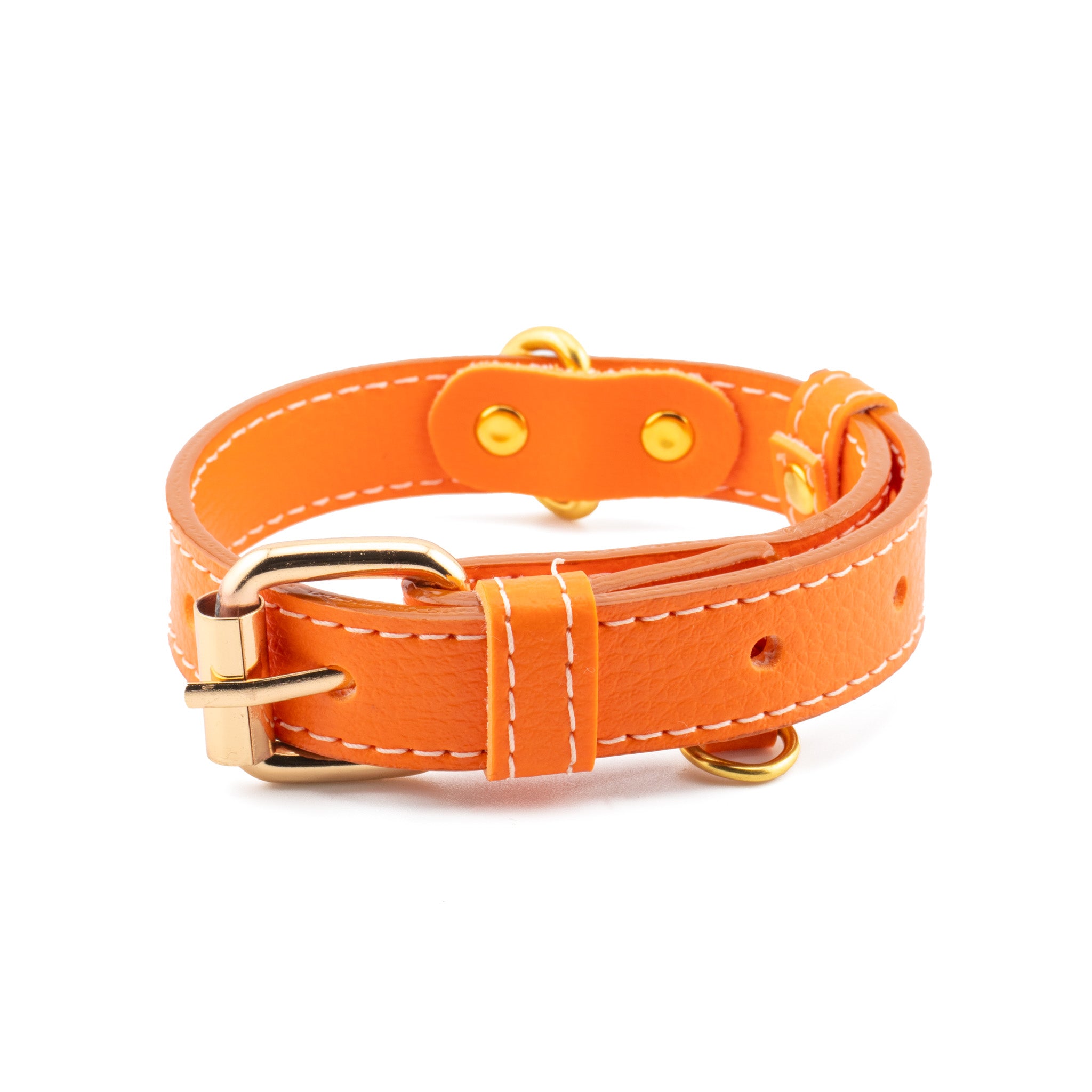 Vegan Leather Dog Collar - Autumn Orange