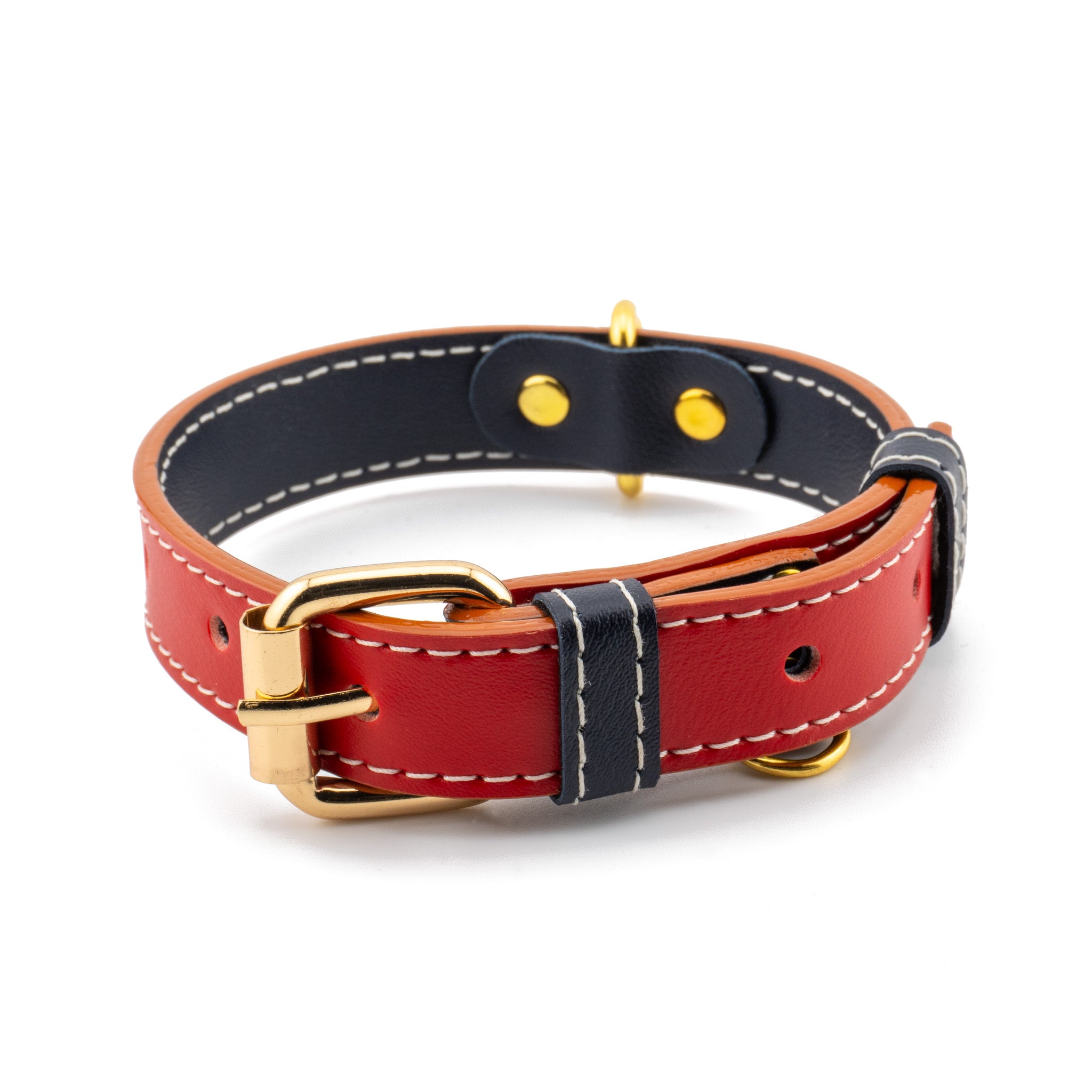 Vegan Leather Dog Collar - Sailor Red