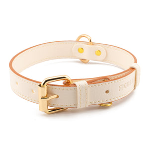 Vegan Leather Dog Collar - Winter White