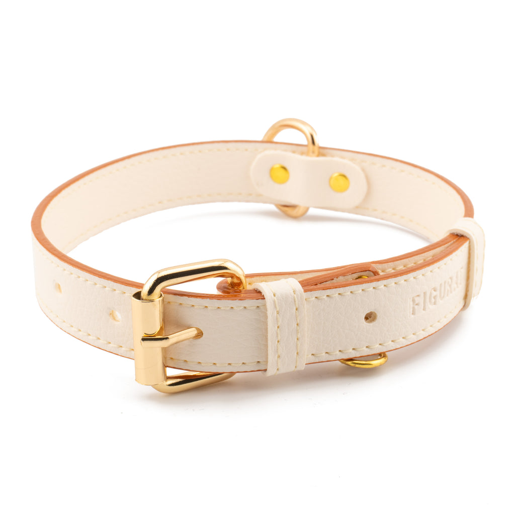 Vegan Leather Dog Collar - Winter White