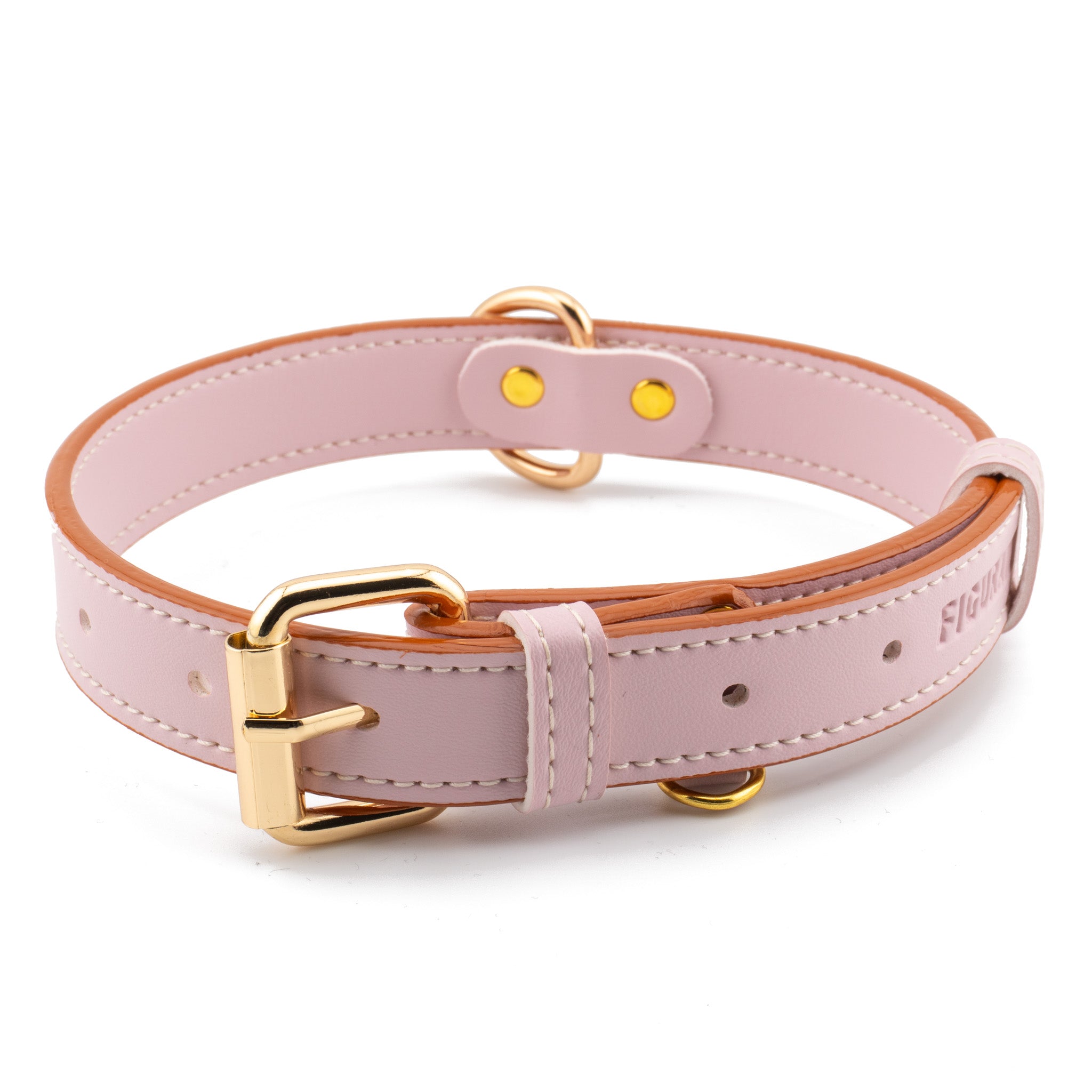 Vegan Leather Dog Collar - Flamingo Pink