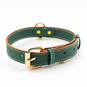 Vegan Leather Dog Collar - Jungle Green