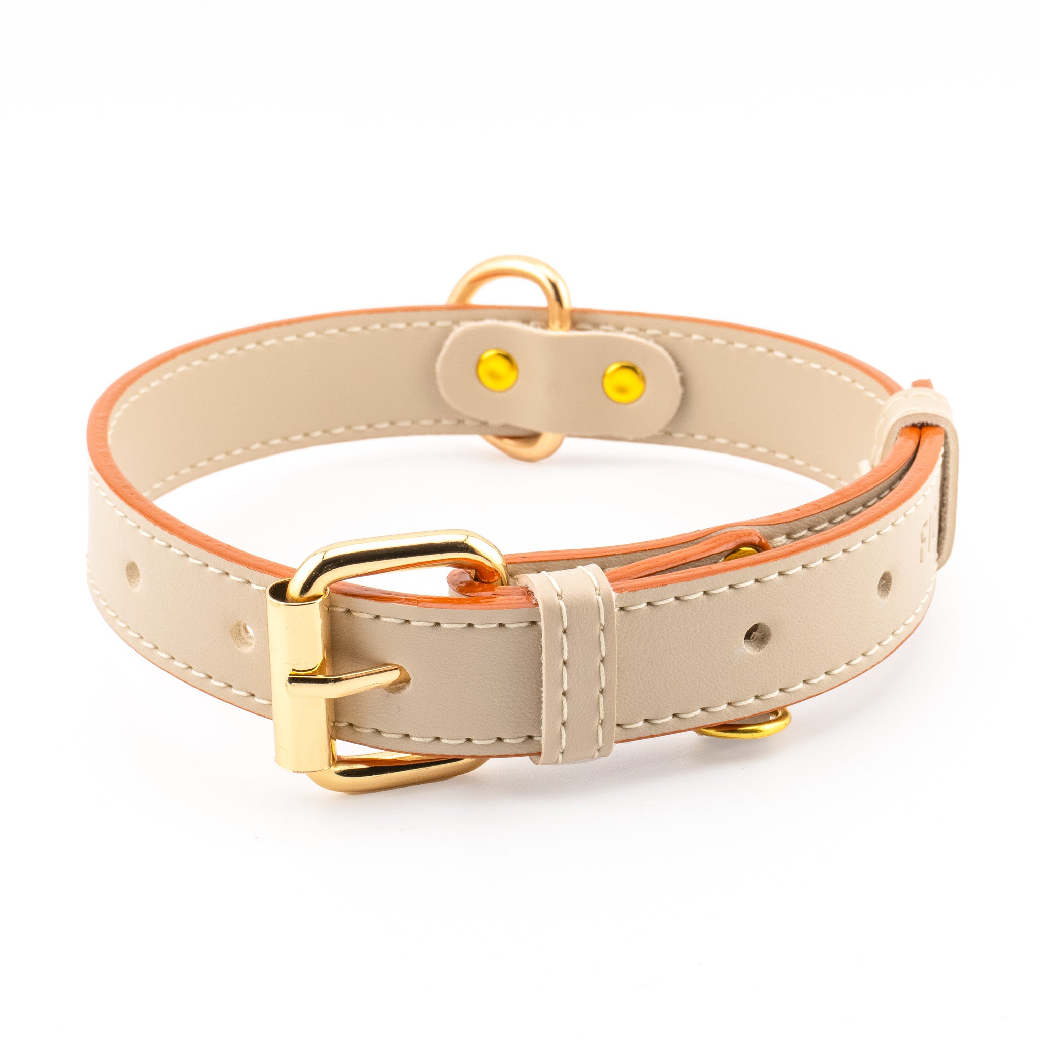 Vegan Leather Dog Collar - Tulip Beige