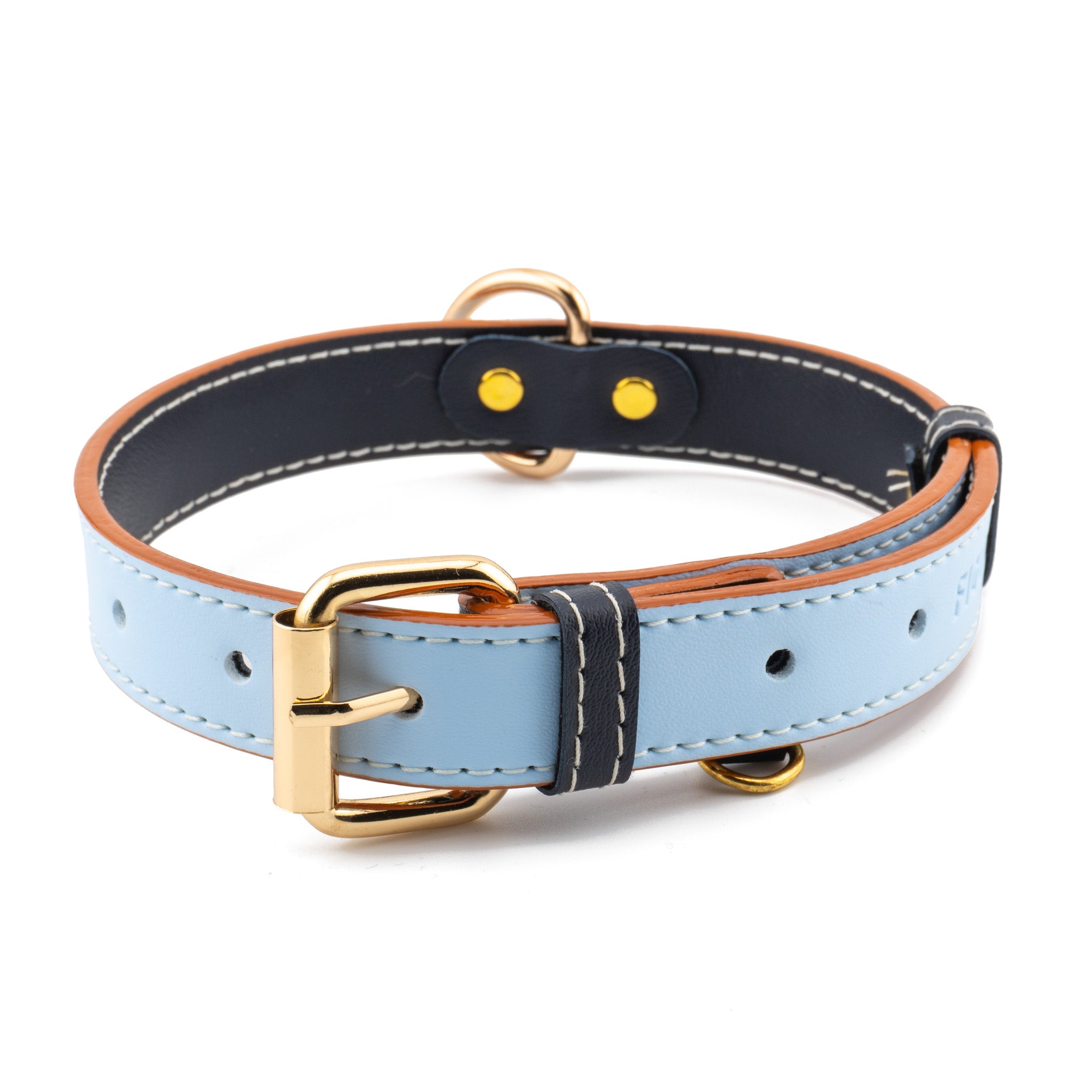 Vegan Leather Dog Collar - True Blue