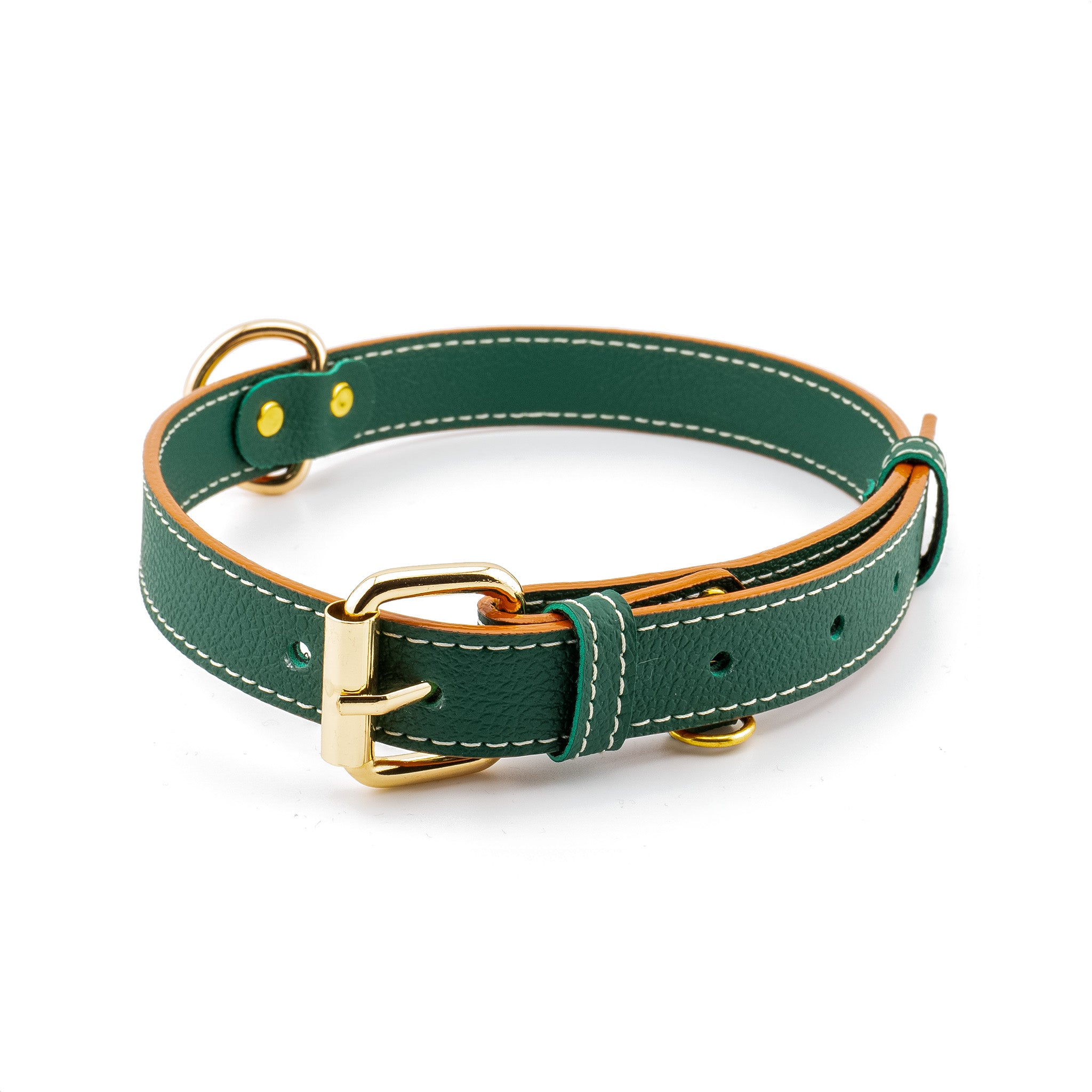 Vegan Leather Dog Collar - Jungle Green