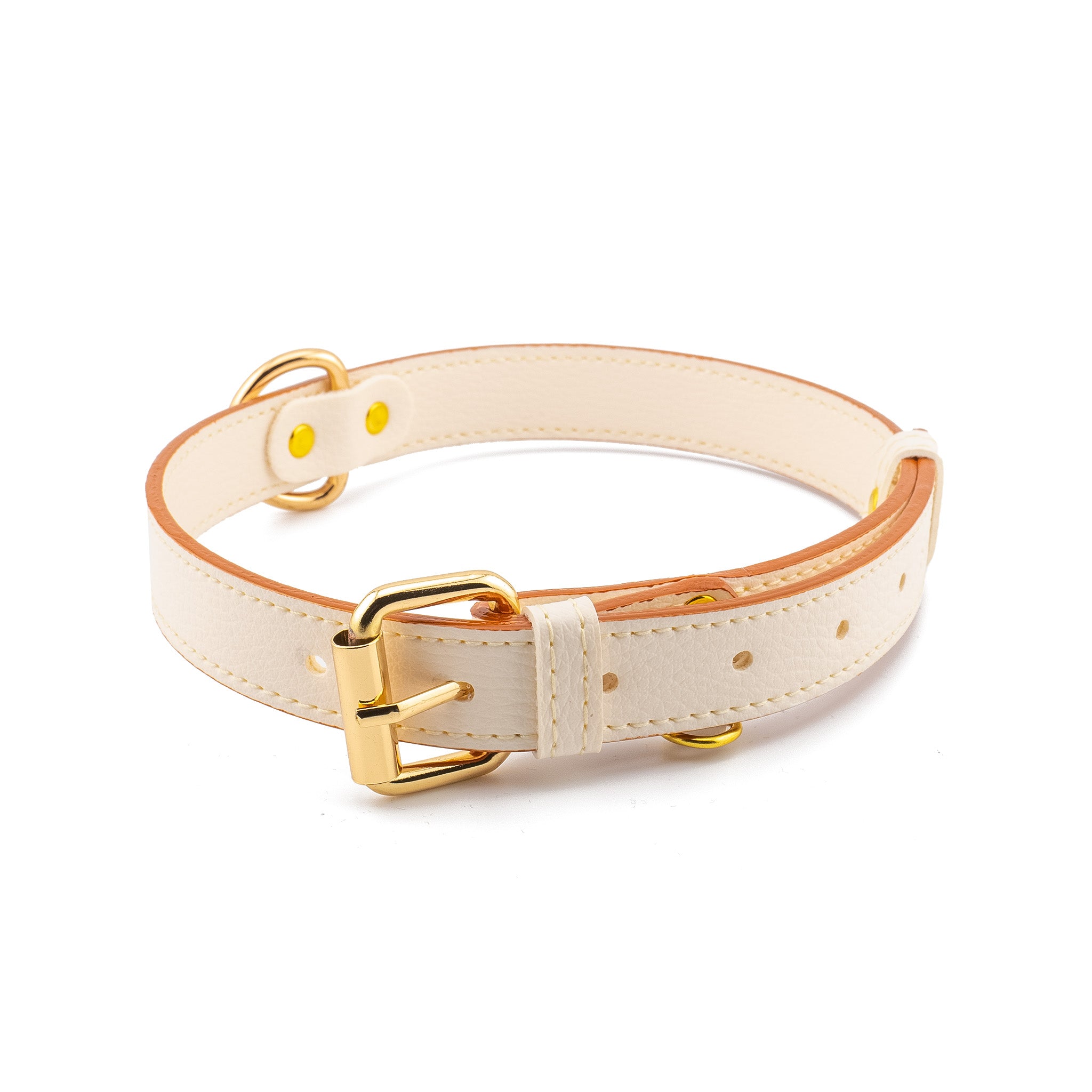 Vegan Leather Dog Collar - Winter White
