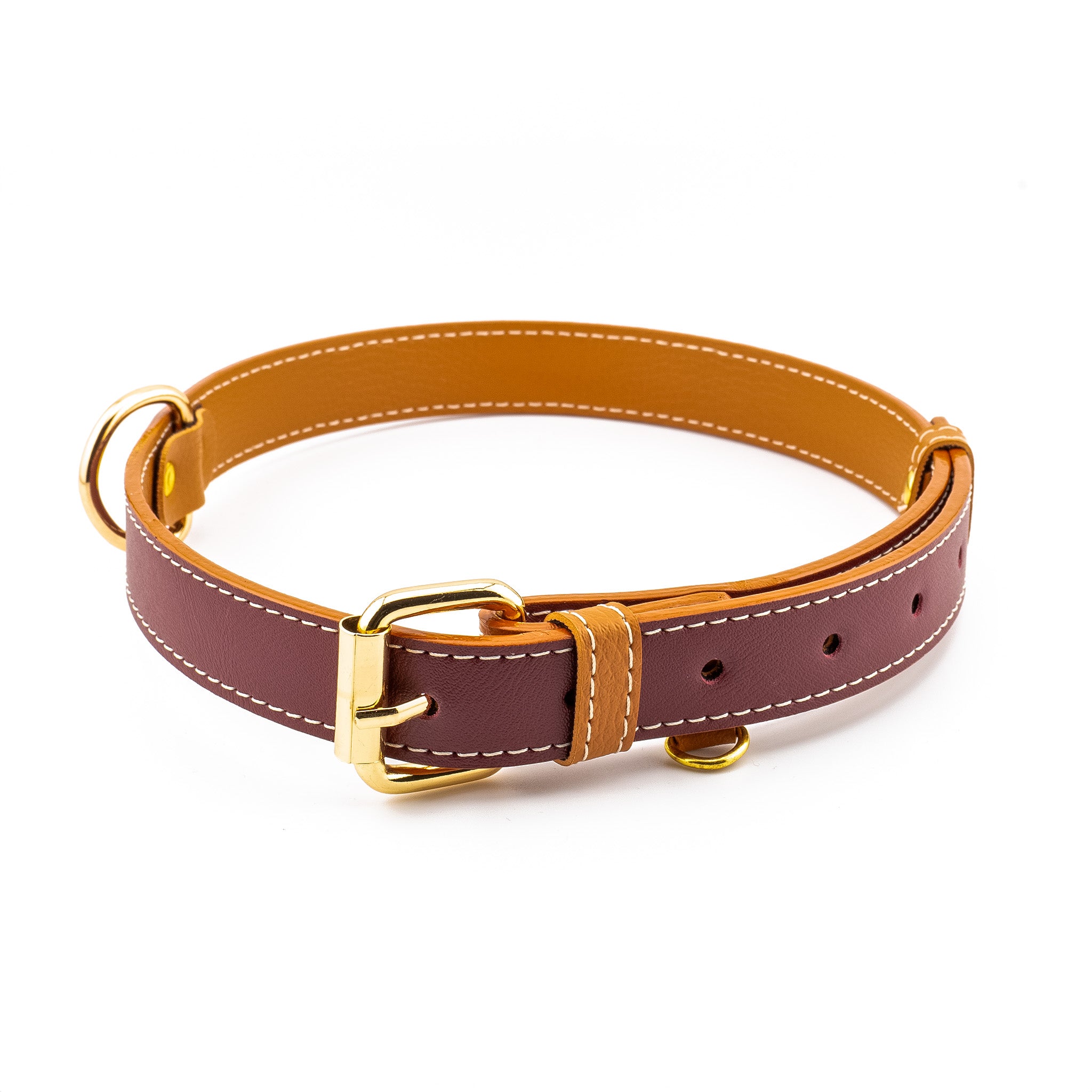 Vegan Leather Dog Collar - Wine Red