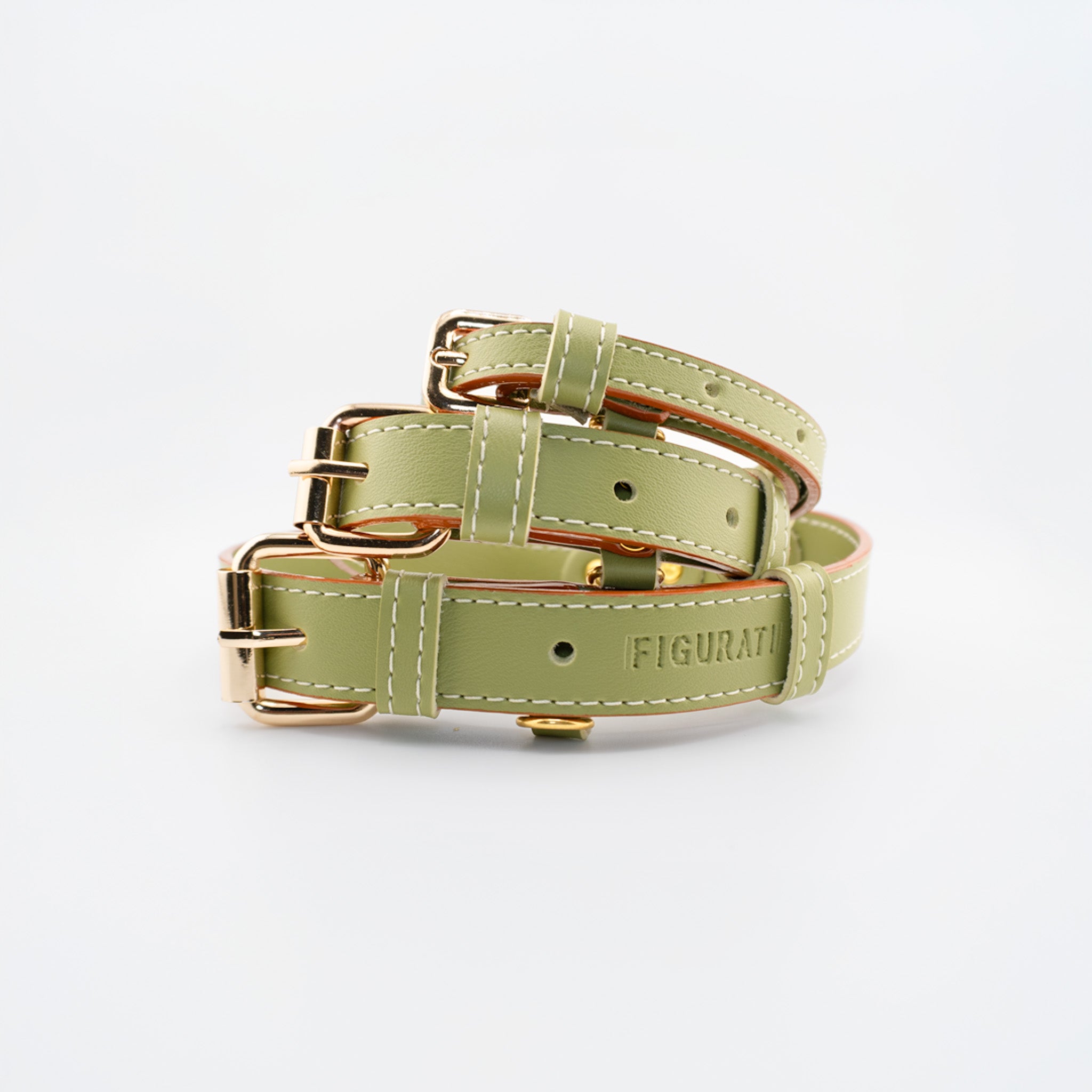 Vegan Leather Dog Collar - Olive Green