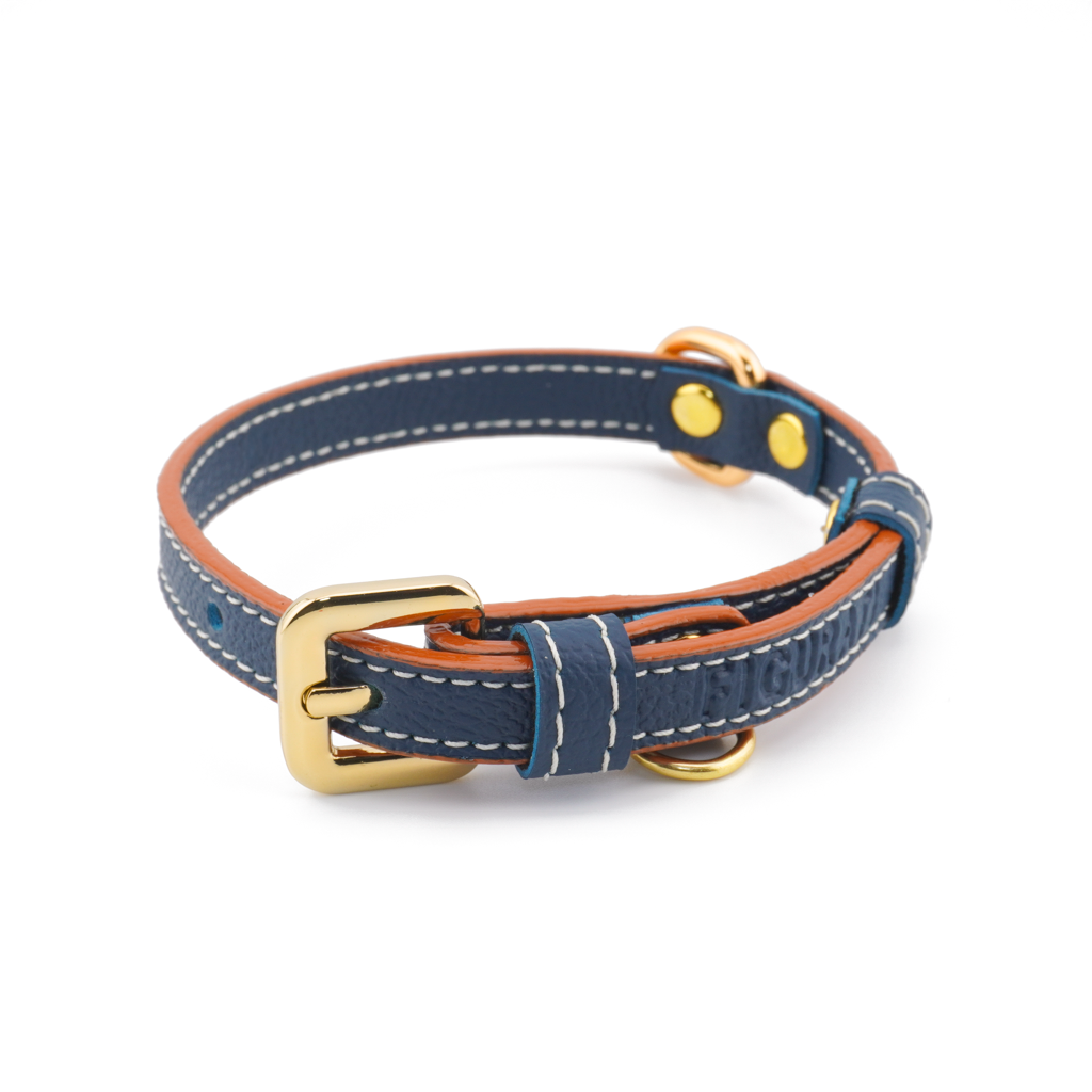 Vegan Leather Dog Collar - Blue Ocean