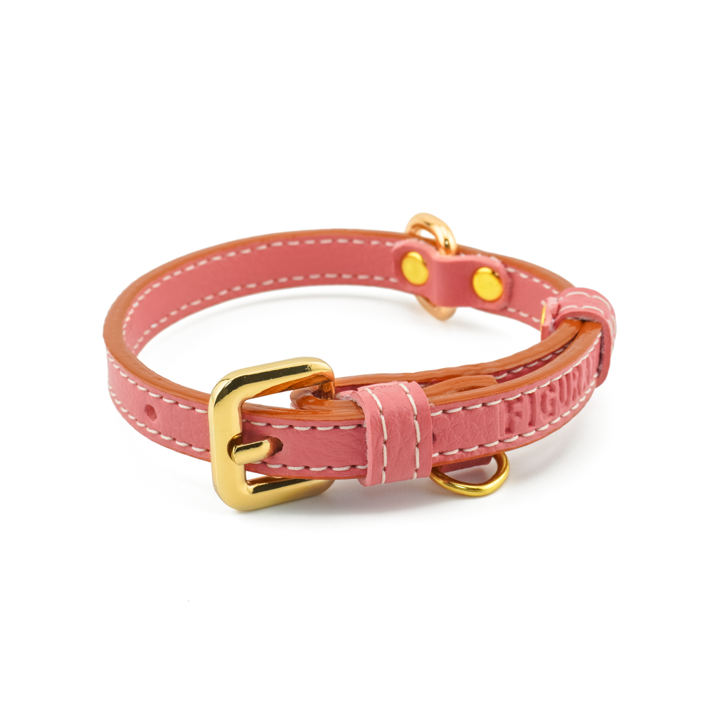 Vegan Leather Dog Collar - Salmon Pink