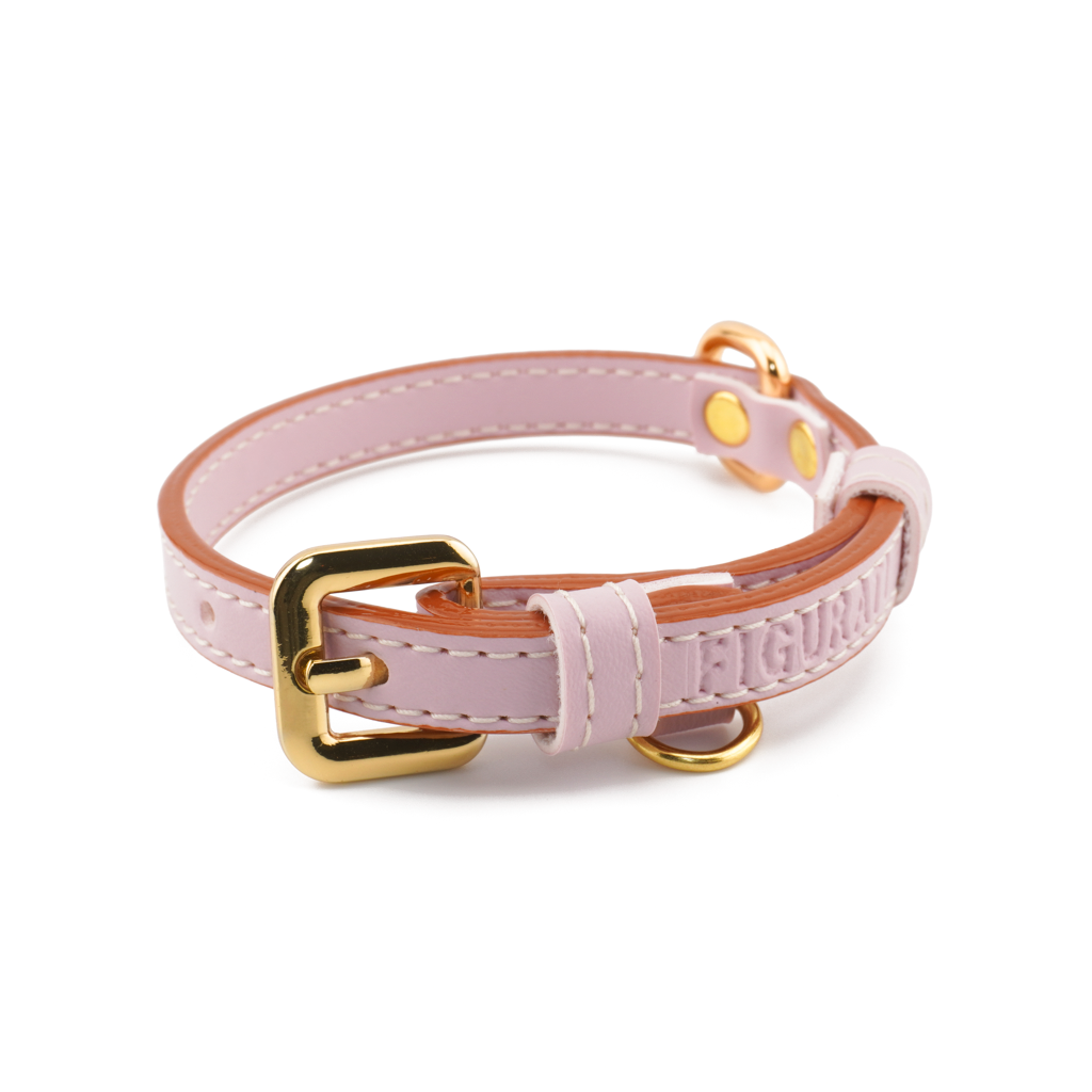 Vegan Leather Dog Collar - Flamingo Pink