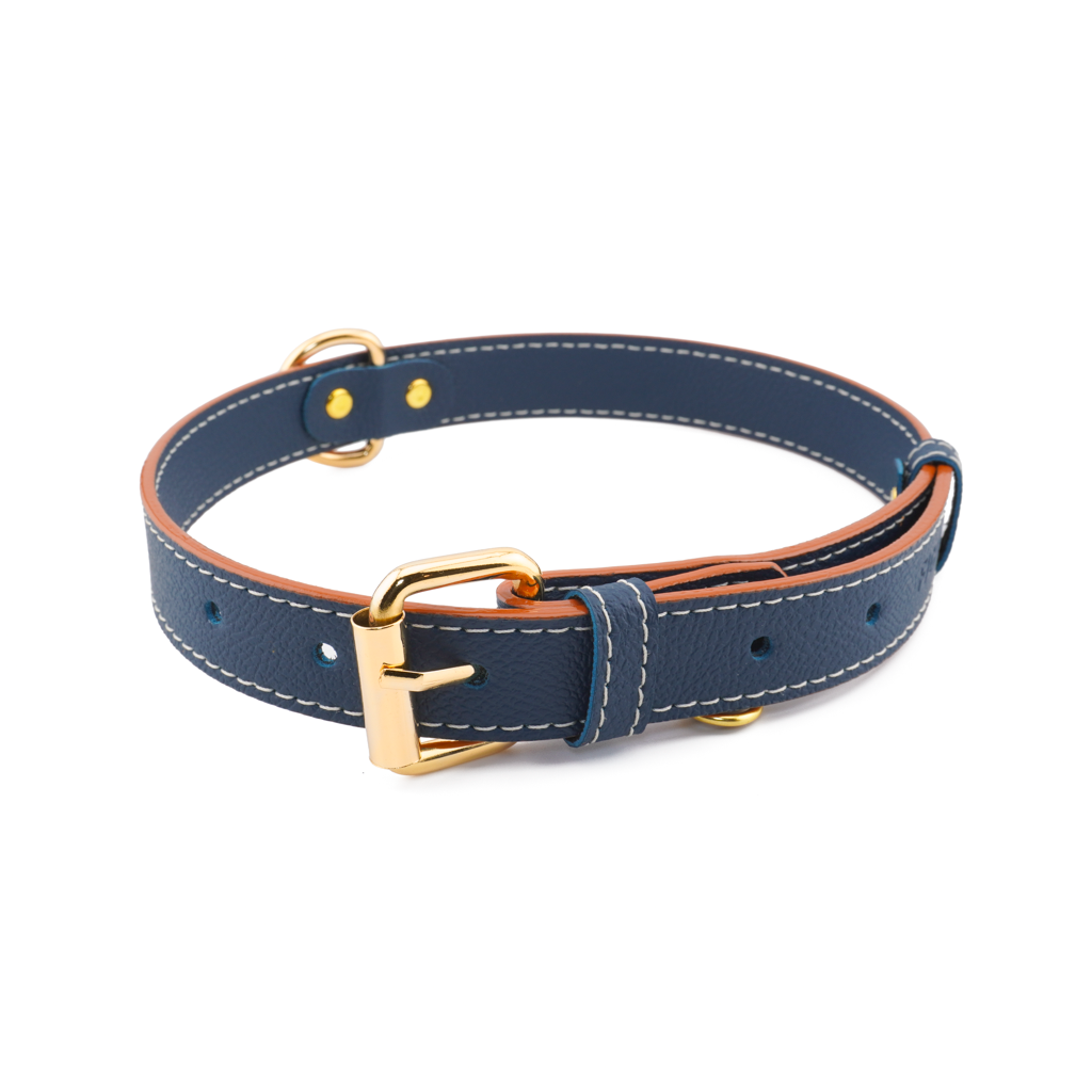 Vegan Leather Dog Collar - Blue Ocean