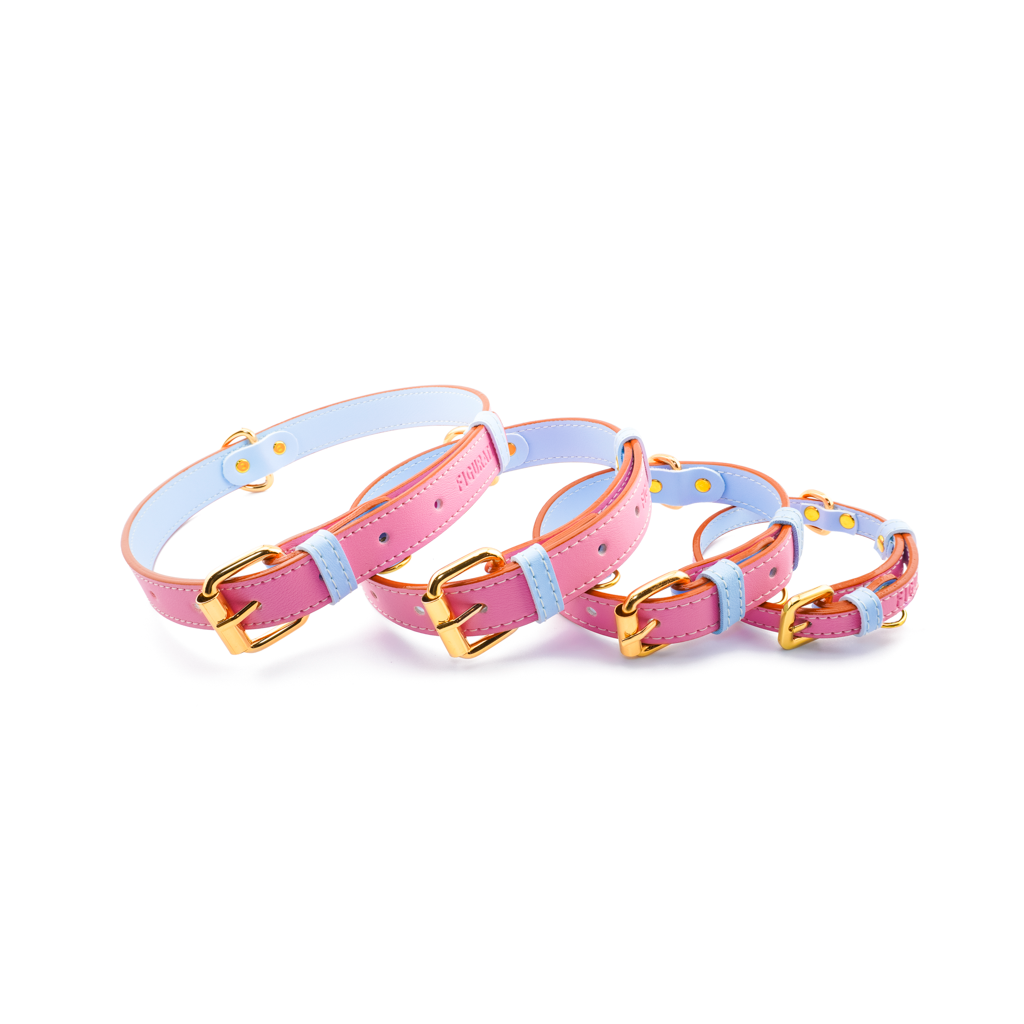 Vegan Leather Dog Collar - Sweet Pink