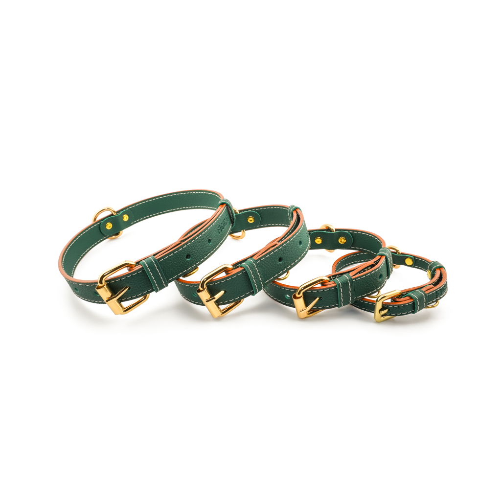 Vegan Leather Dog Collar - Jungle Green