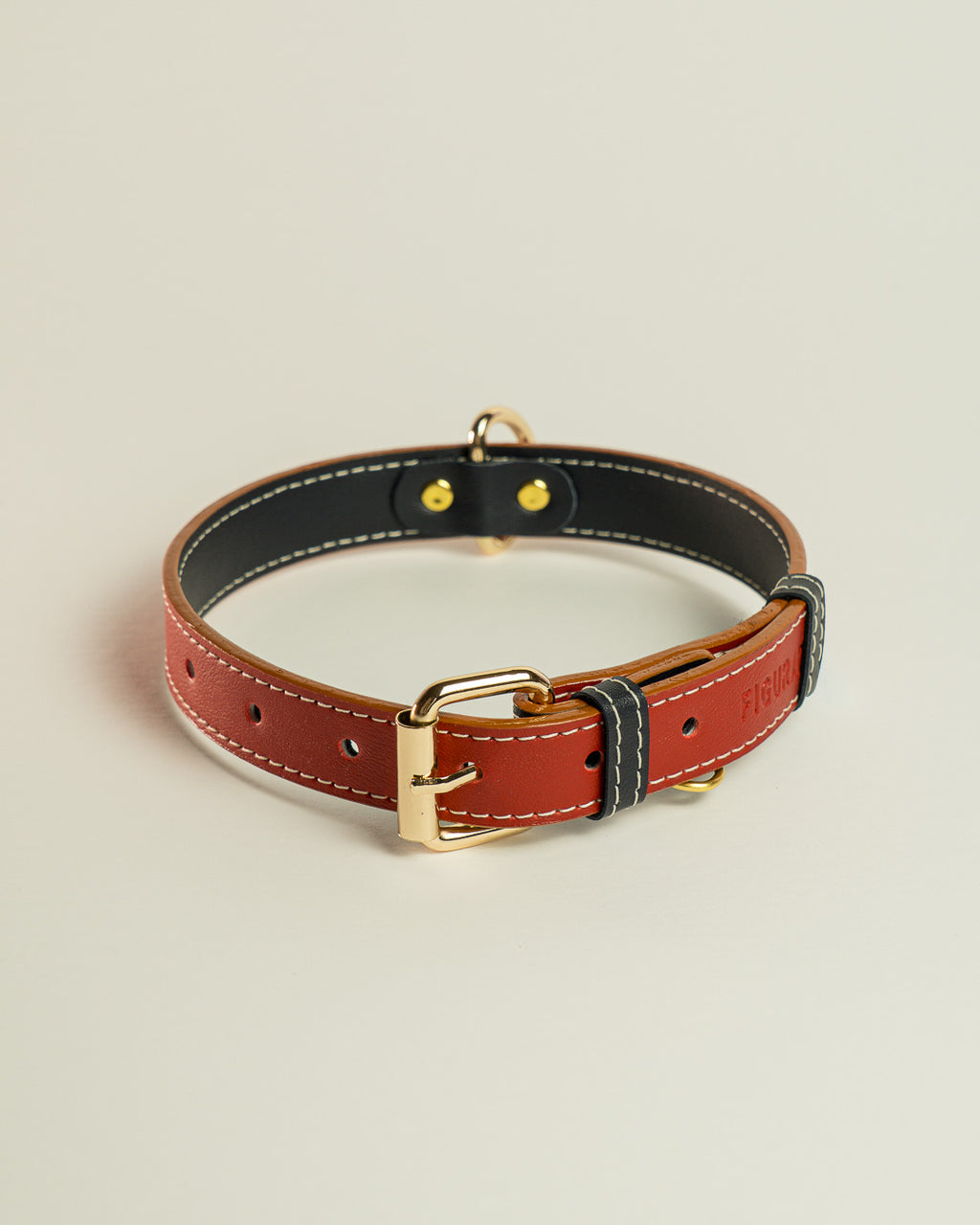 Vegan Leather Dog Collar - Sailor Red