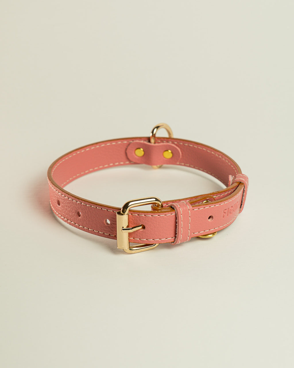Vegan Leather Dog Collar - Salmon Pink