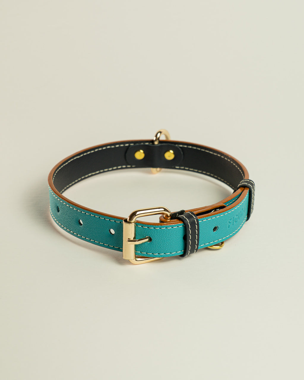 Vegan Leather Dog Collar - Turquoise