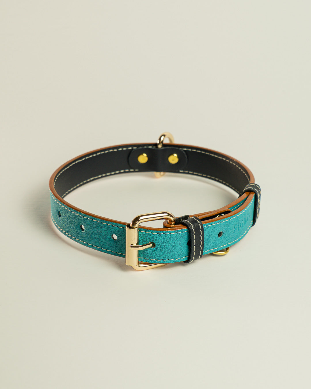 Vegan Leather Dog Collar - Turquoise