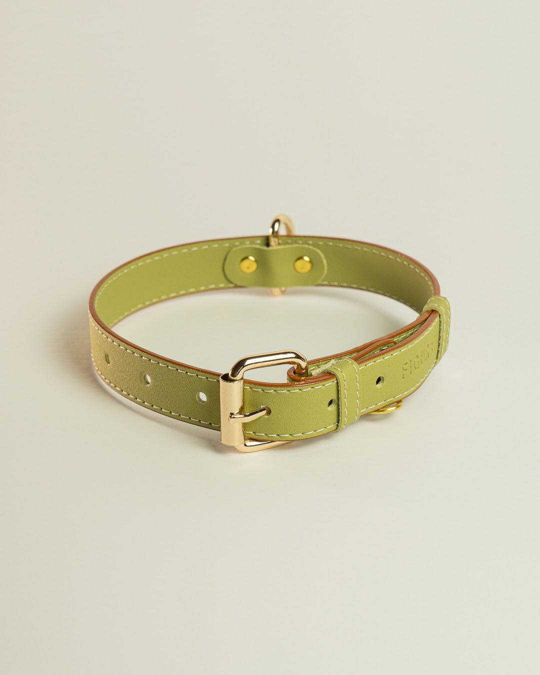 Vegan Leather Dog Collar - Olive Green