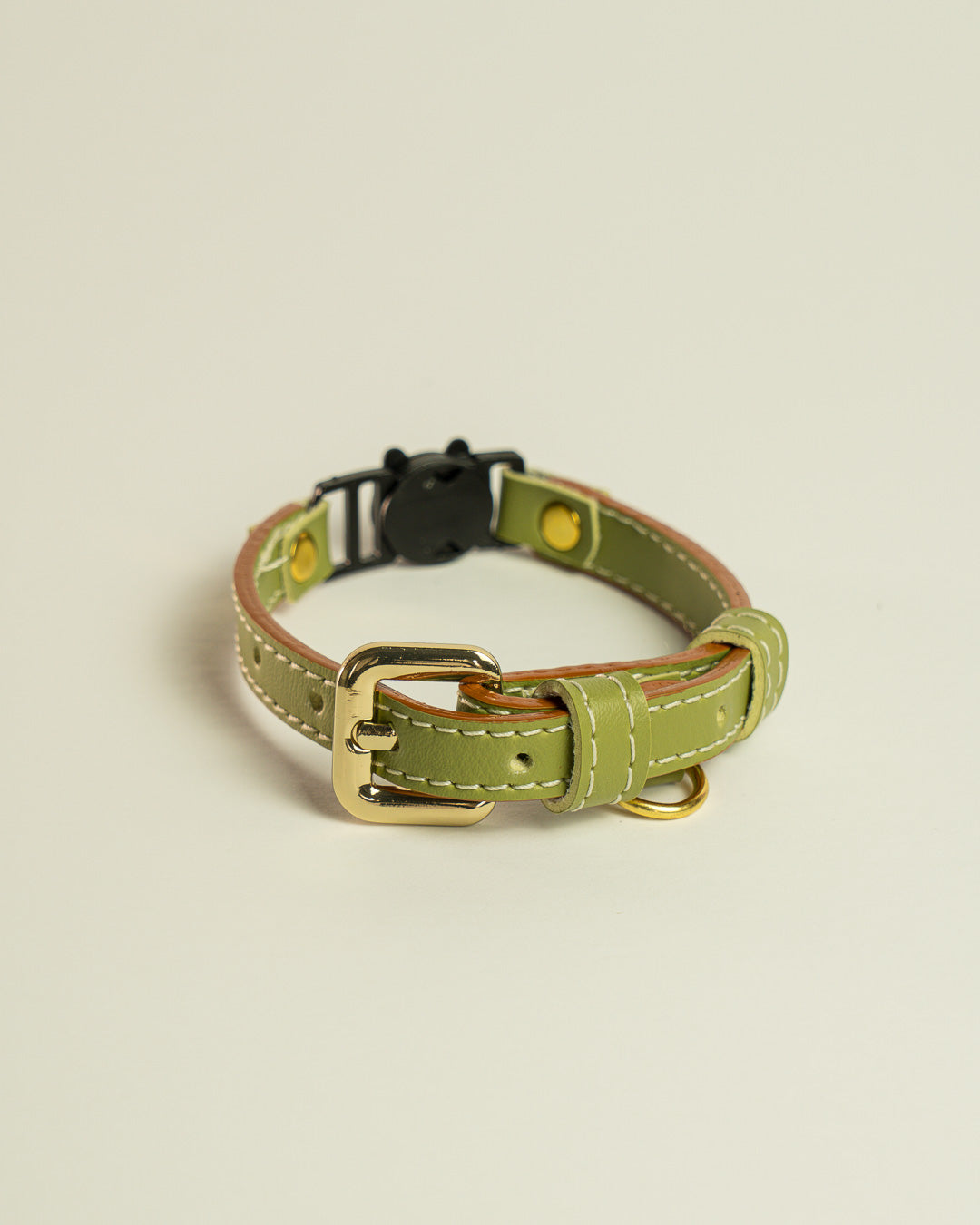 Vegan Leather Cat Collar - Olive Green