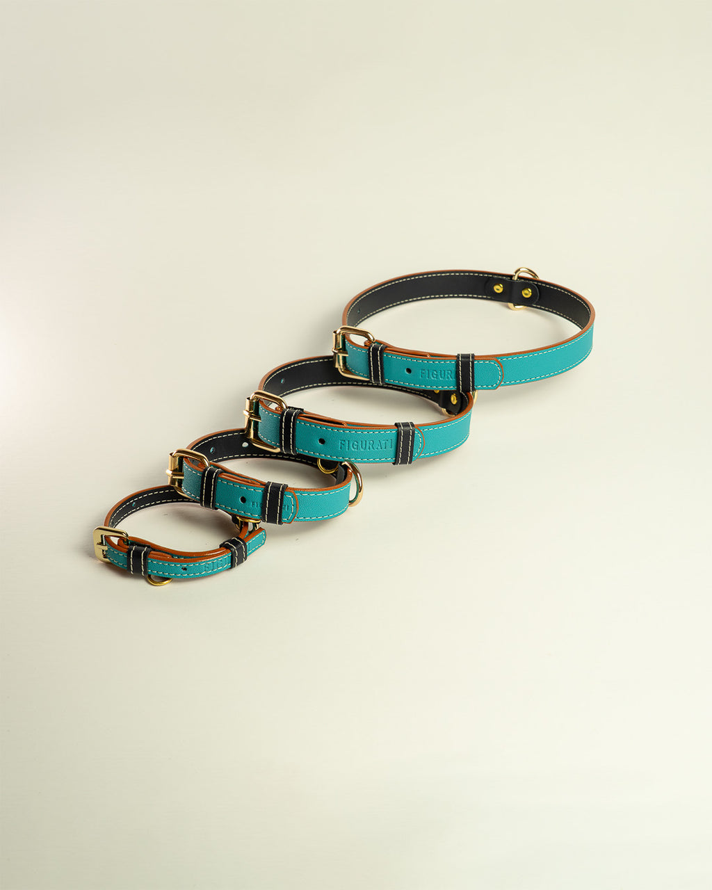 Vegan Leather Dog Collar - Turquoise