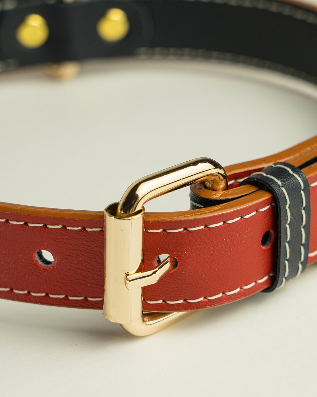 Vegan Leather Dog Collar - Sailor Red