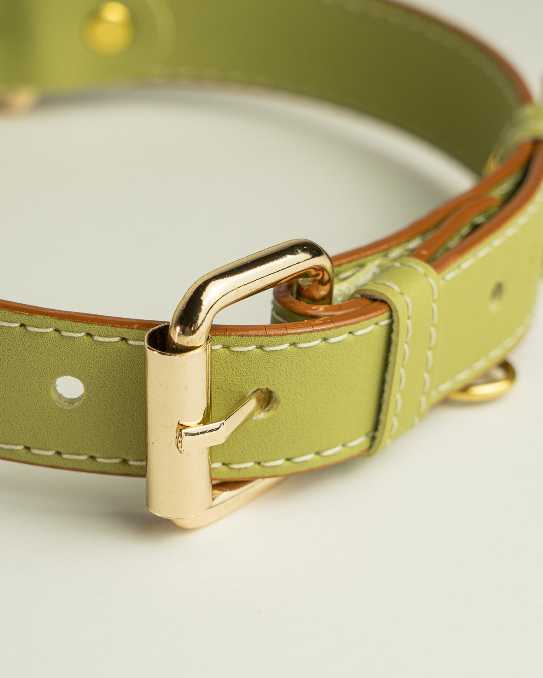 Vegan Leather Dog Collar - Olive Green