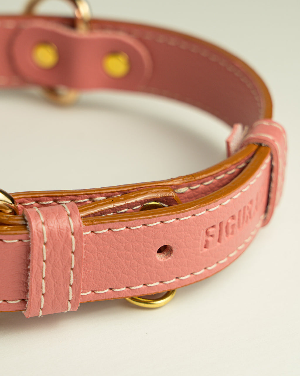Vegan Leather Dog Collar - Salmon Pink