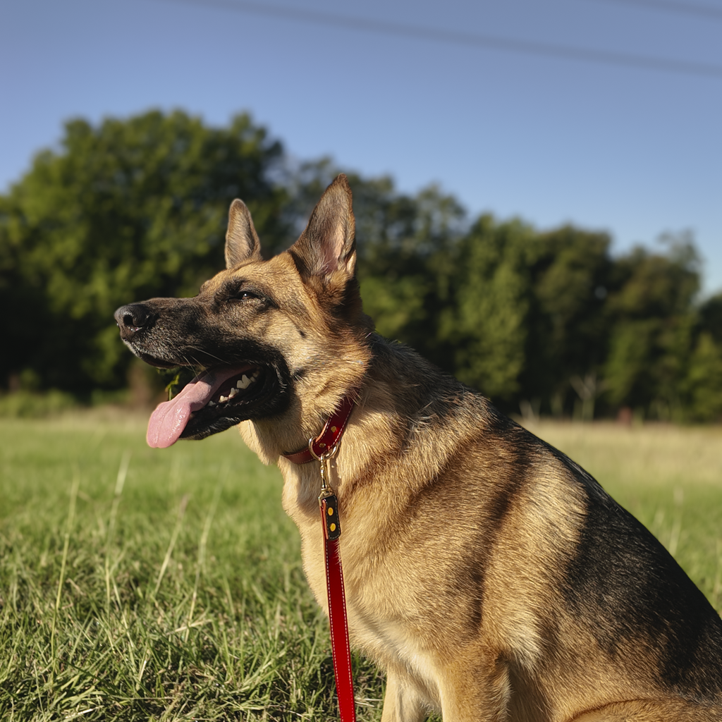 Vegan Leather Dog Collar - Sailor Red