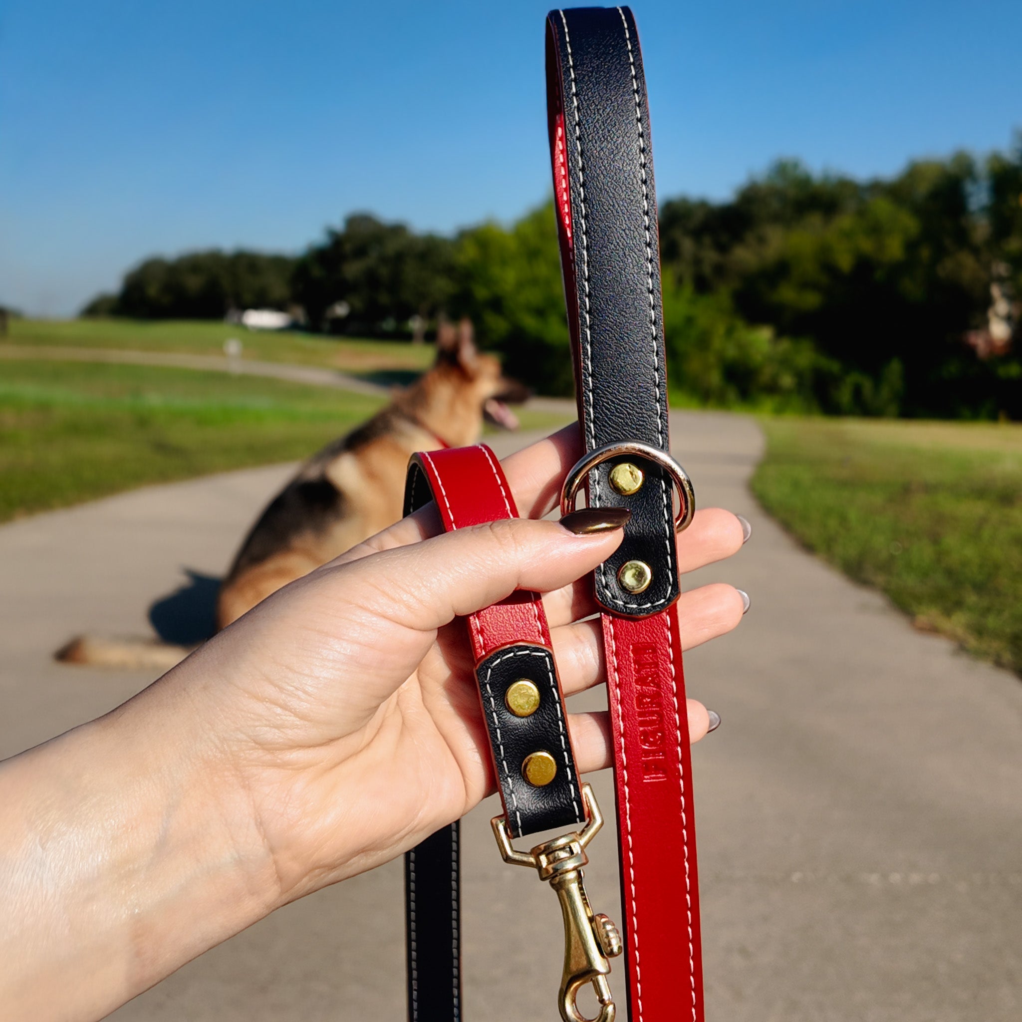 Vegan Leather Leash - Sailor Red
